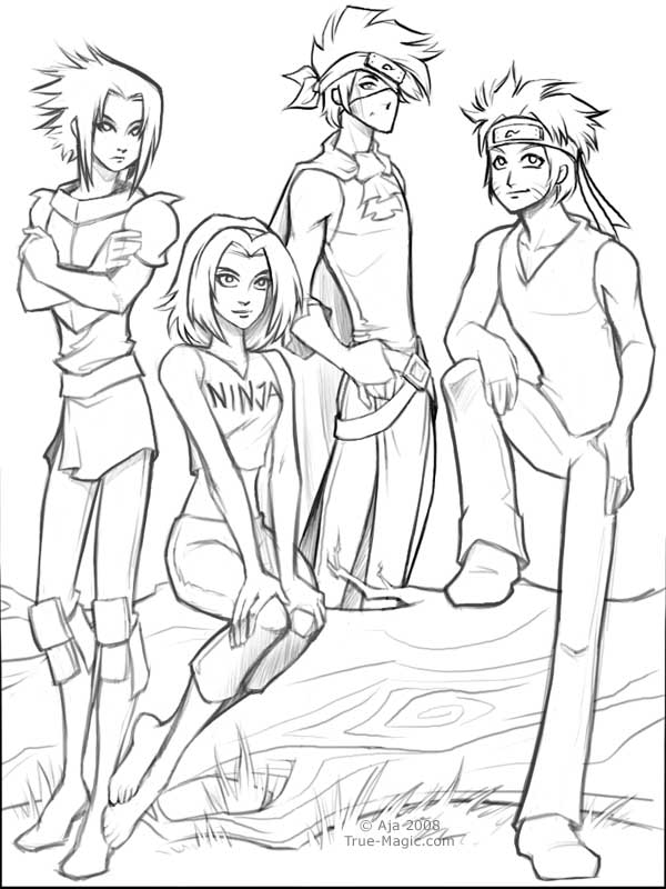 Drawing Kakashi, Naruto, Sasuke and Sakura [NARUTO] 